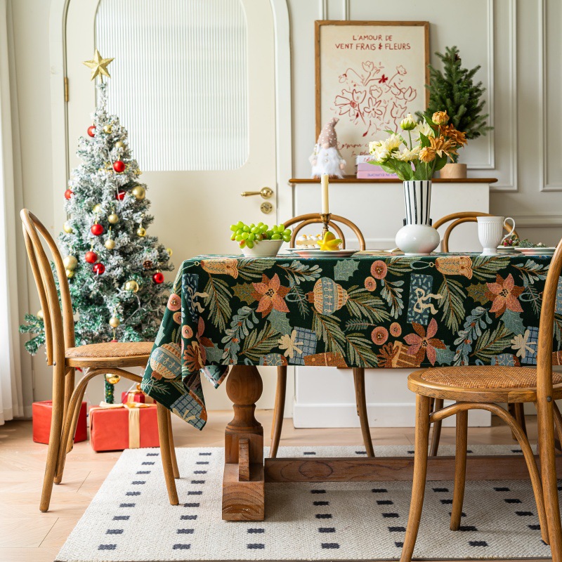 乐轩秀红色新年圣诞节桌布提花加厚轻奢高级氛围感长方形餐桌台布详情29
