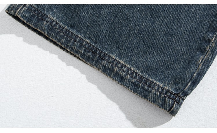 FUIV 韩版宽松直筒松紧腰牛仔裤现货批发外贸垂感百搭拖地阔腿裤详情15