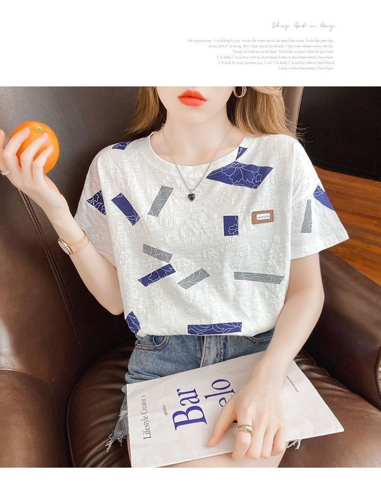 The new 2024 white T-shirt for women is a short-sleeved, round-neck, loose base layer with a versatile top that suits the ins trend pic 7