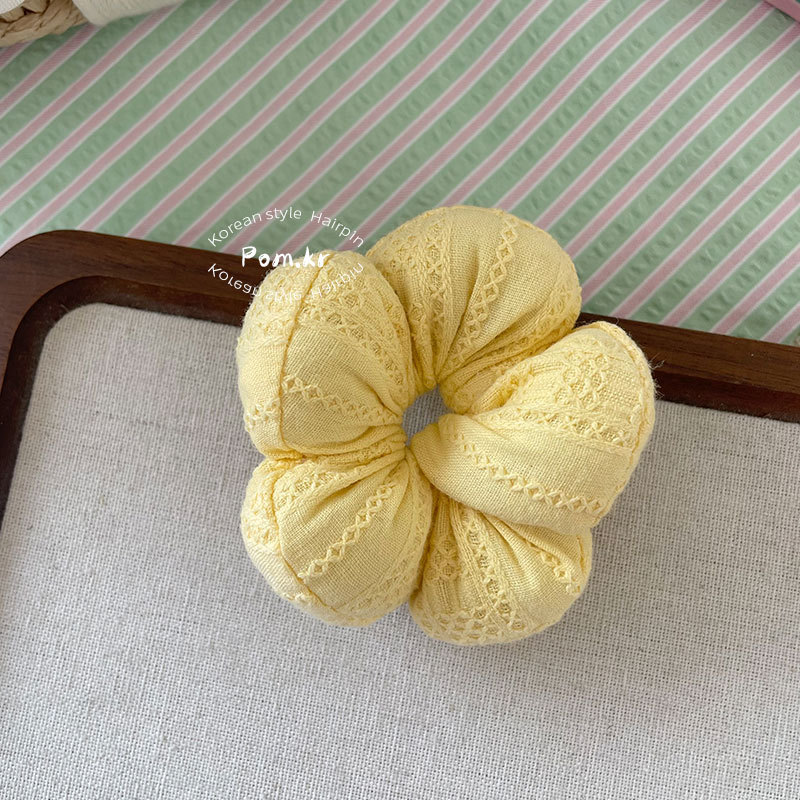新款韩版甜美儿童发圈布艺格纹花朵充棉丸子头发绳小号皮筋发饰女详情11