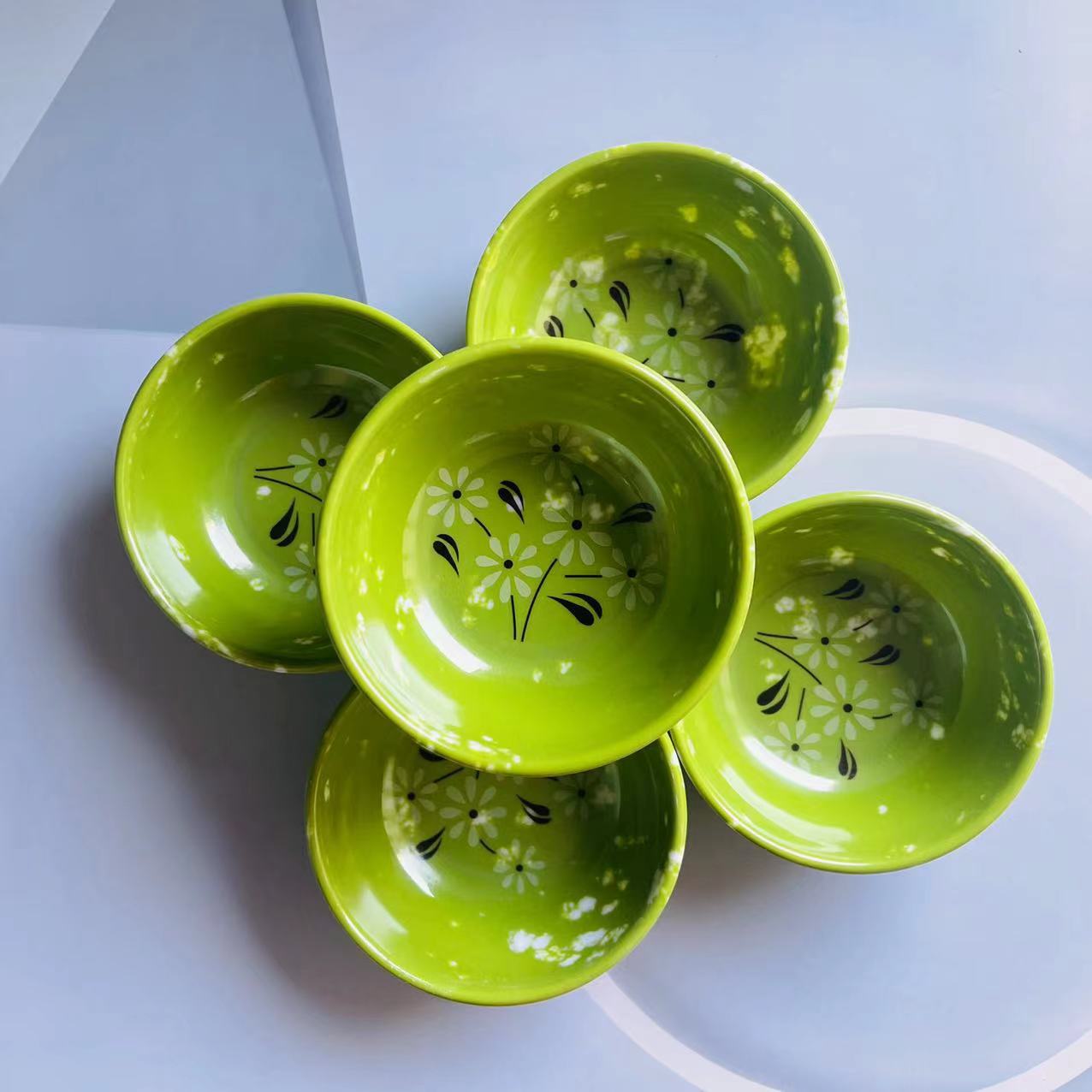 【 Zone 3-9 】201 Green Bowls 180/ box 720/ case T201 Green Bowls, one-yuan store tableware Melamine bowls, Melamine bowls, Green flower-patterned imitation porcelain bowls, green rice bowls pic 4