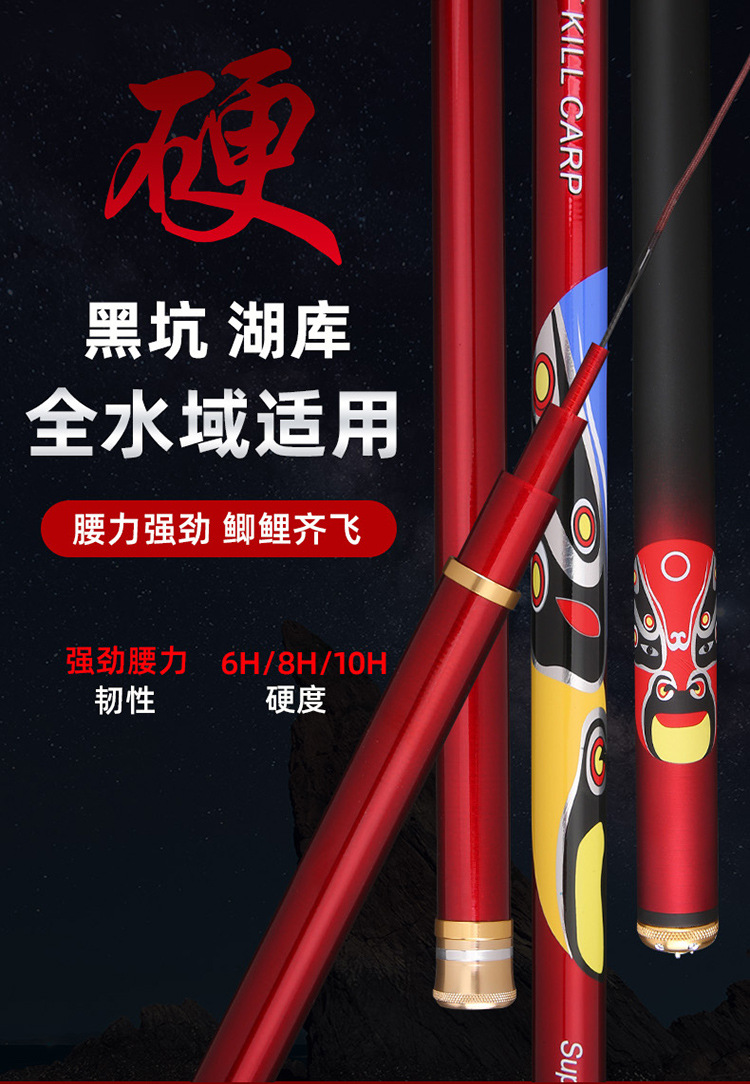 Super hard fishing rod 8H black pit direct flight combat rod 19 adjustable long joint platform fishing rod 10H carbon fishing rod and fishing gear wholesale pic 1