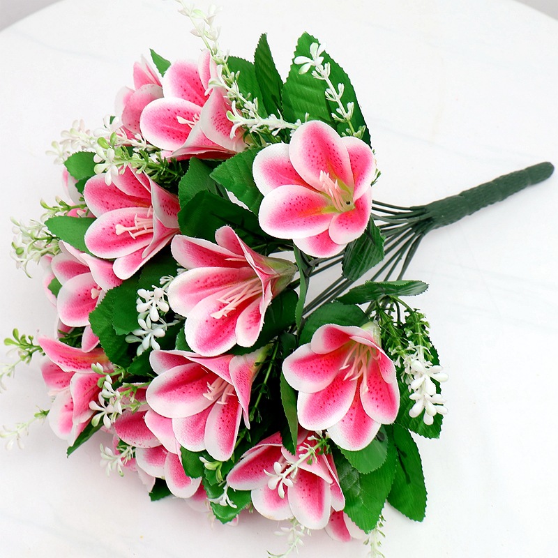 跨境代发仿真花盆栽新娘百合手捧花束葫芦花瓶套装舞蹈道具摆放花详情27