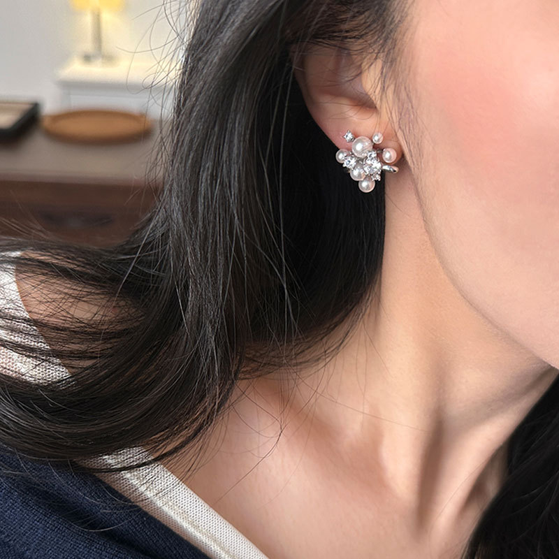 绚烂锆石珍珠烟花耳钉女小众设计感个性独特百搭精致时尚耳环耳饰详情4