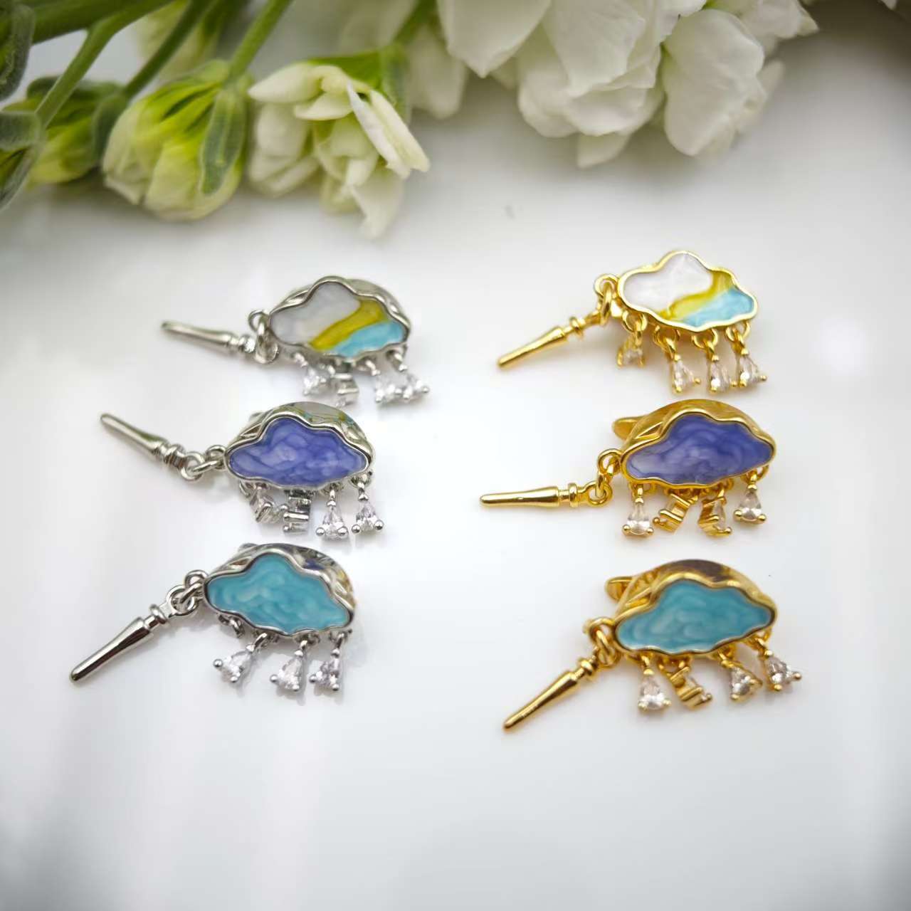 Retro oil paint-style flower intaglio clasp for jewelry accessories, simple and light luxury, vintage French oil-dripping clasp, high-end matching pic 6