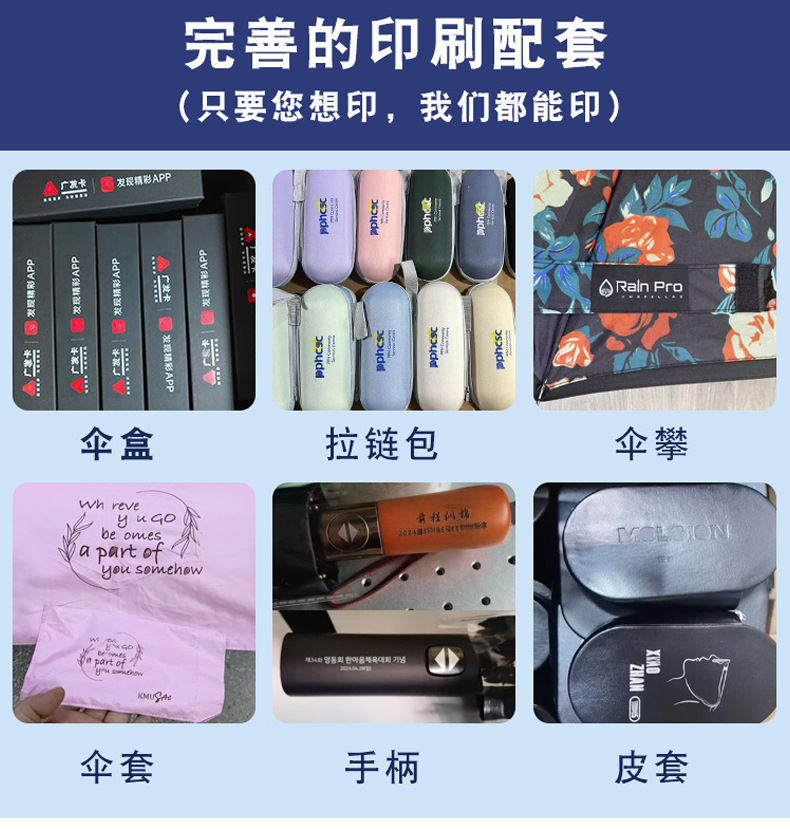 严选 全自动20骨黑胶木柄弯勾伞广告伞 防晒折叠晴雨伞定 制logo详情21