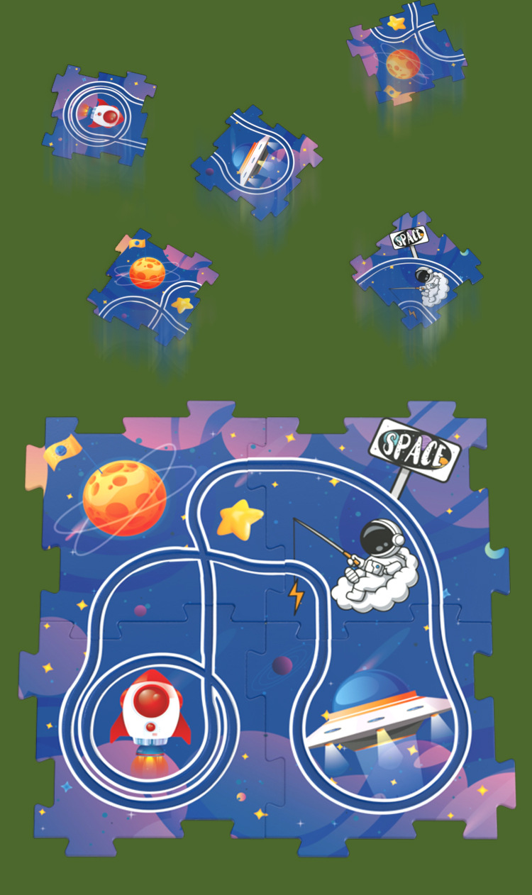 跨境新款儿童趣味益智DIY拼图电动轨道车自由拼搭建场景桌面玩具详情5