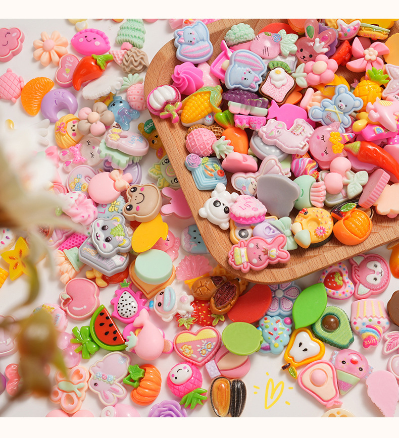 树脂配件卡通色系随机混款diy奶油胶手机壳贴片发饰水杯装饰材料详情13