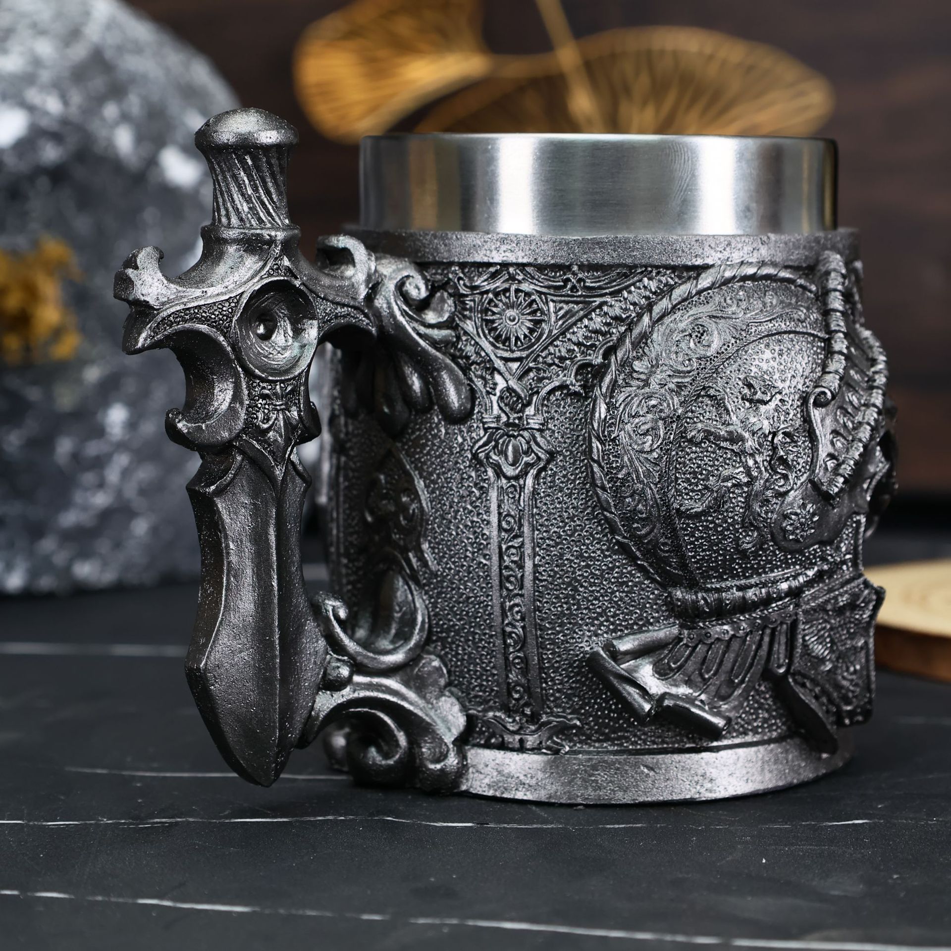European medieval retro samurai beer mugs, sword handles, mug coffee cups, stainless steel water cups, draft beer cups pic 3
