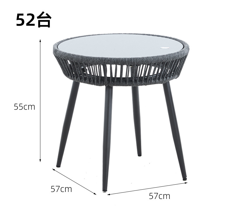 Nordic outdoor balcony backrest chair, simple small-sized apartment bay window soft cushion rattan chair combination courtyard leisure table and chair pic 9