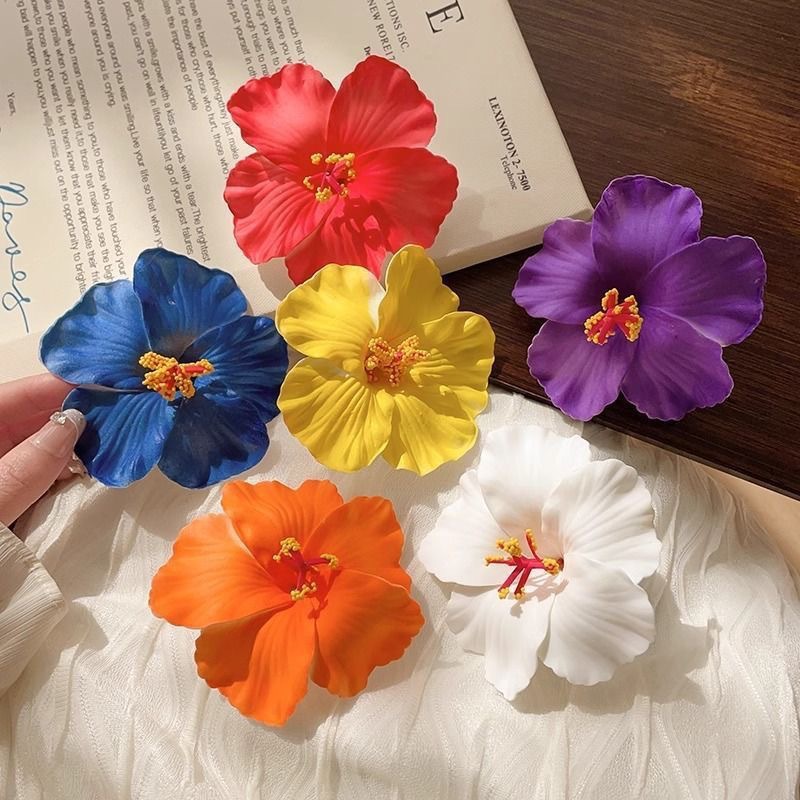 春夏氛围感海边度假风超仙仿真百合花扶桑花簪花侧边夹刘海碎发夹详情1