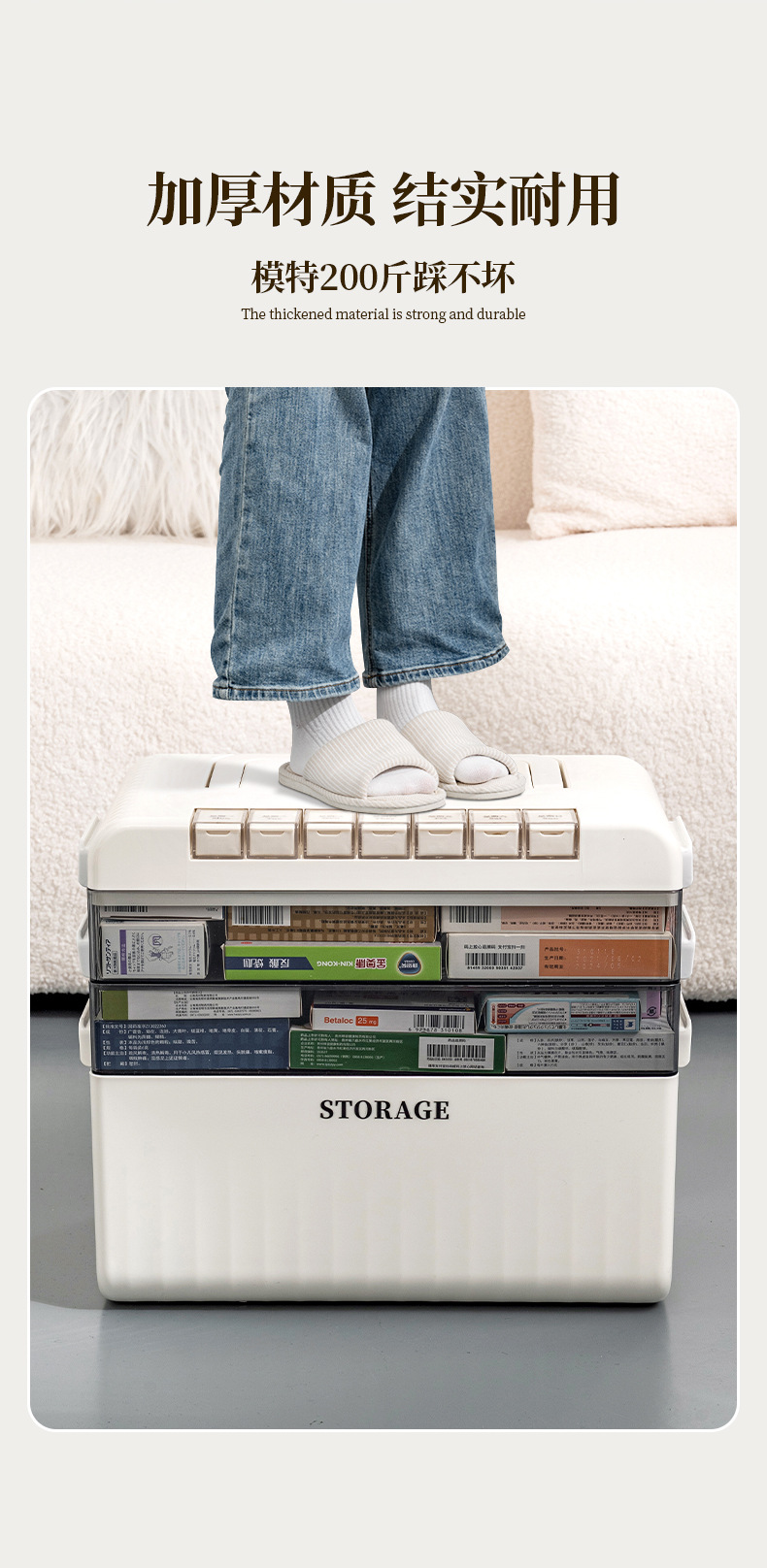 家用药箱收纳盒大容量家庭装高颜值常备药便携分装一周七天小药盒详情12