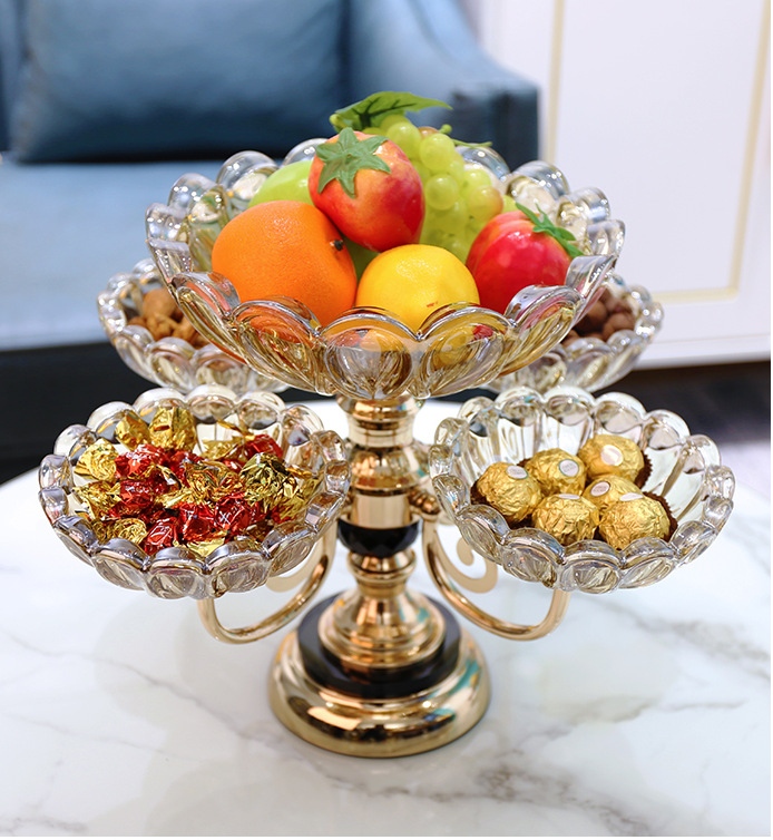 欧式水晶玻璃多层网红水果盘现代家用客厅茶几创意轻奢零食糖果盘详情2