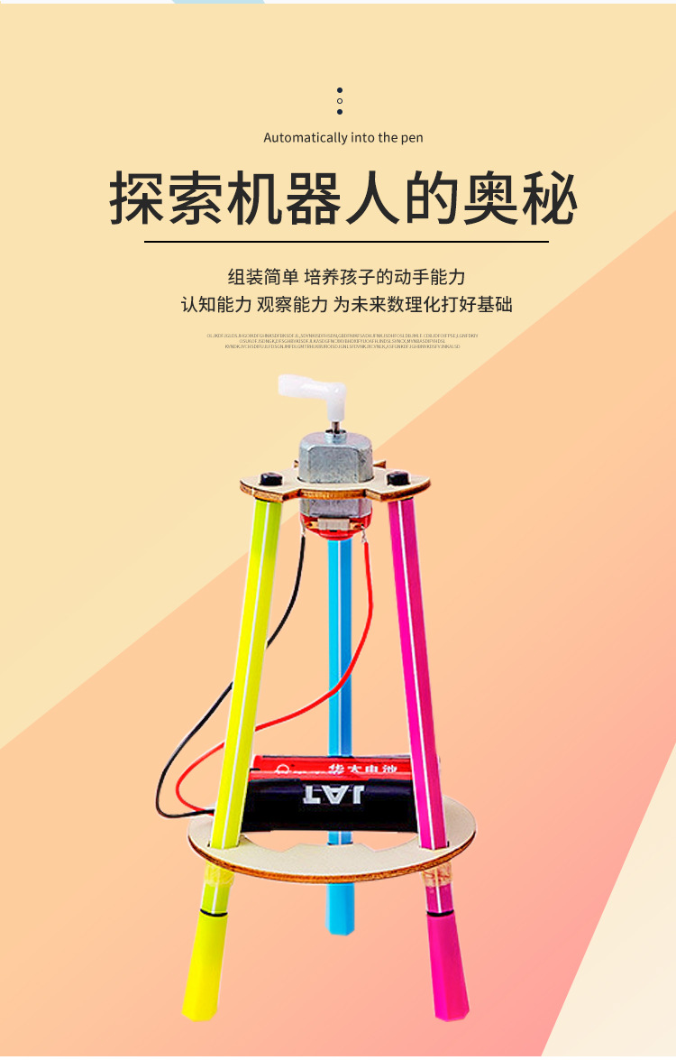 Primary school students diy science and technology small projects, graffiti robots, creative inventions, handicraft material kits, science experiment teaching AIDS pic 3