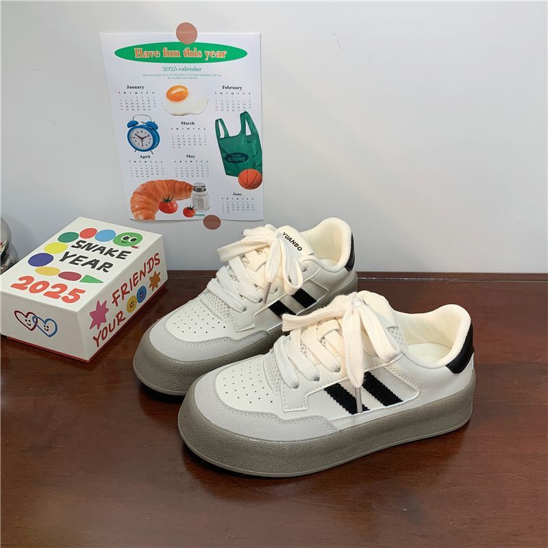 小众甜美厚底板鞋女款2025春秋季百搭德训鞋内增高休闲运动小白鞋详情6