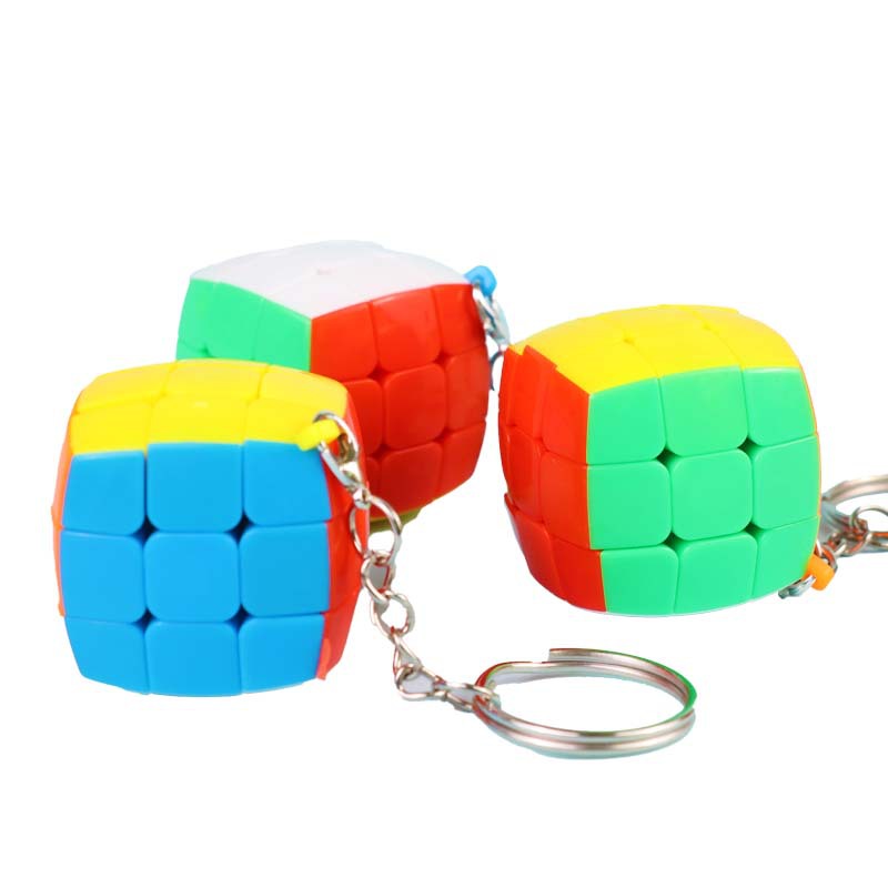 跨境3.5CM小魔方面包钥匙扣挂件实色三阶面包减压魔方益智玩具详情8