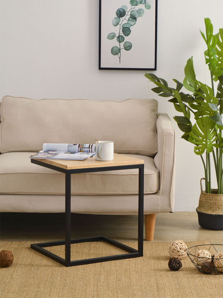 边几角几复古风格铁艺防锈做旧小方桌实木茶几角几高档沙发边桌详情3