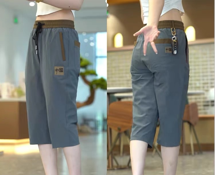 直筒休闲裤女夏季薄款冰丝速干运动裤潮流时尚百搭弹力女士七分裤详情7