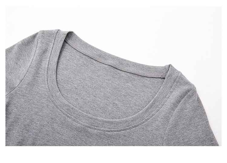 2025新款女式紧身T恤 大U领低领设计 显瘦百搭夏季短款上衣 小个子女生专享 短袖T恤打底衫详情5