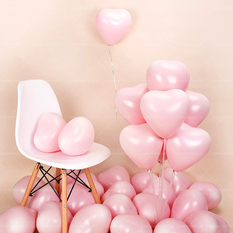 Macaron heart-shaped balloons for the Qixi Festival confession, wedding decoration, birthday party, cute girl atmosphere, and non-toxic pic 8