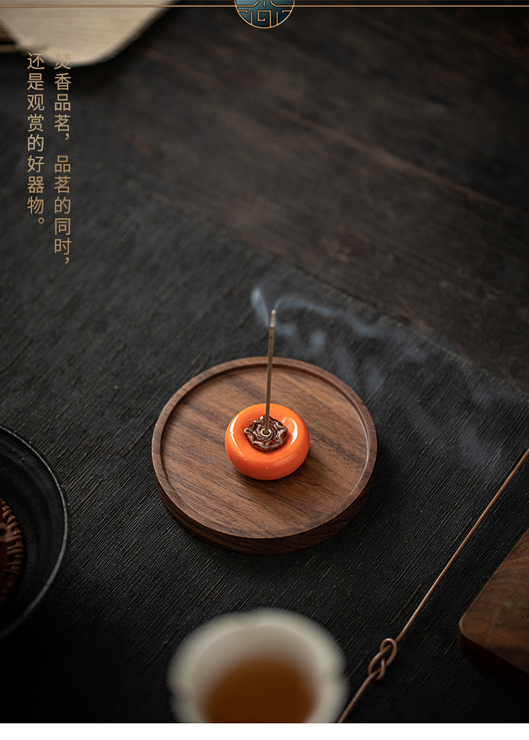 Creative ceramic incense stick, small persimmon tea pet decoration, home incense burner, incense holder, wishing you all the best pic 14