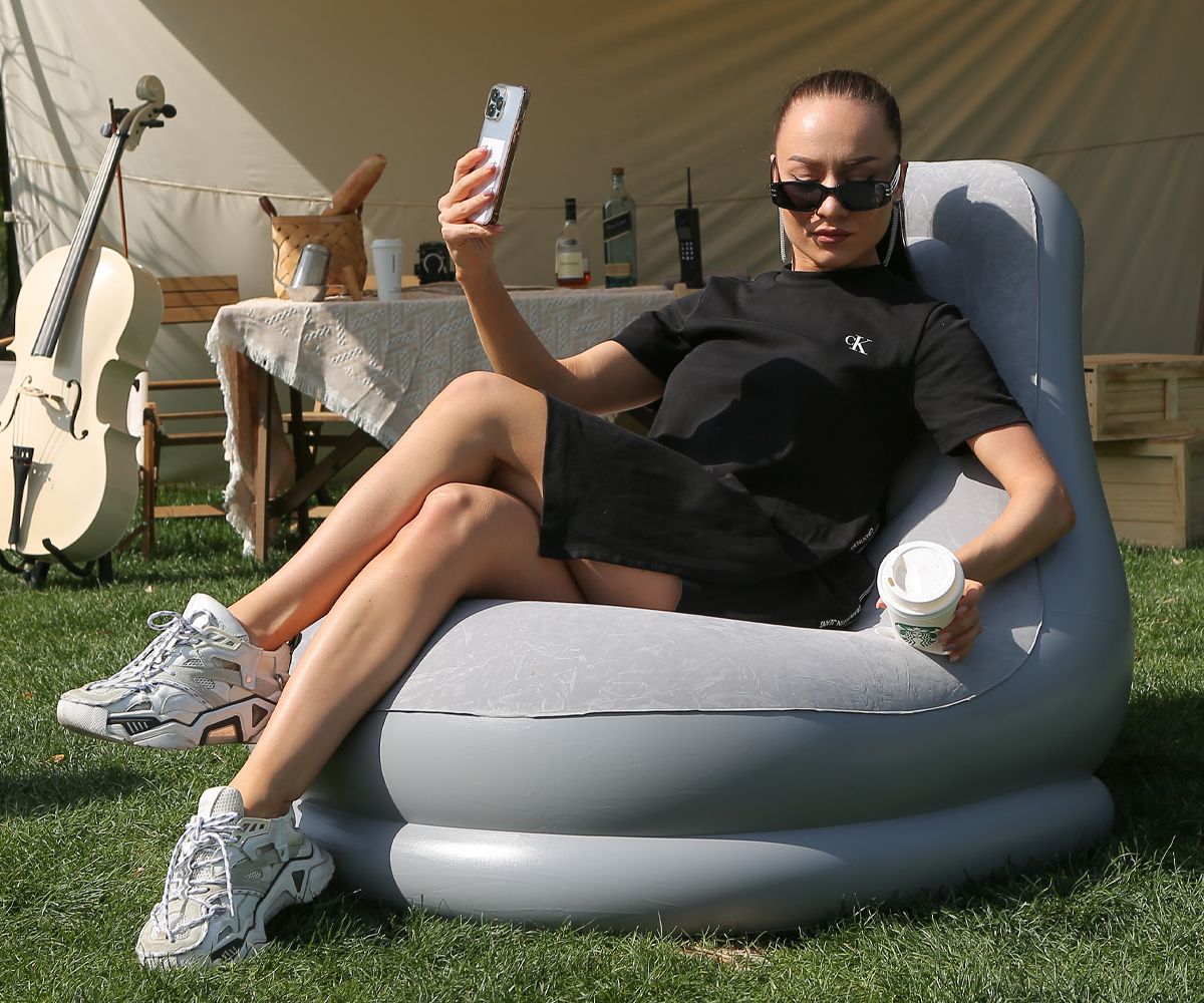 懒人充气沙发带脚凳单人榻榻米便携带杯托沙发阳台午睡简易躺椅床详情5