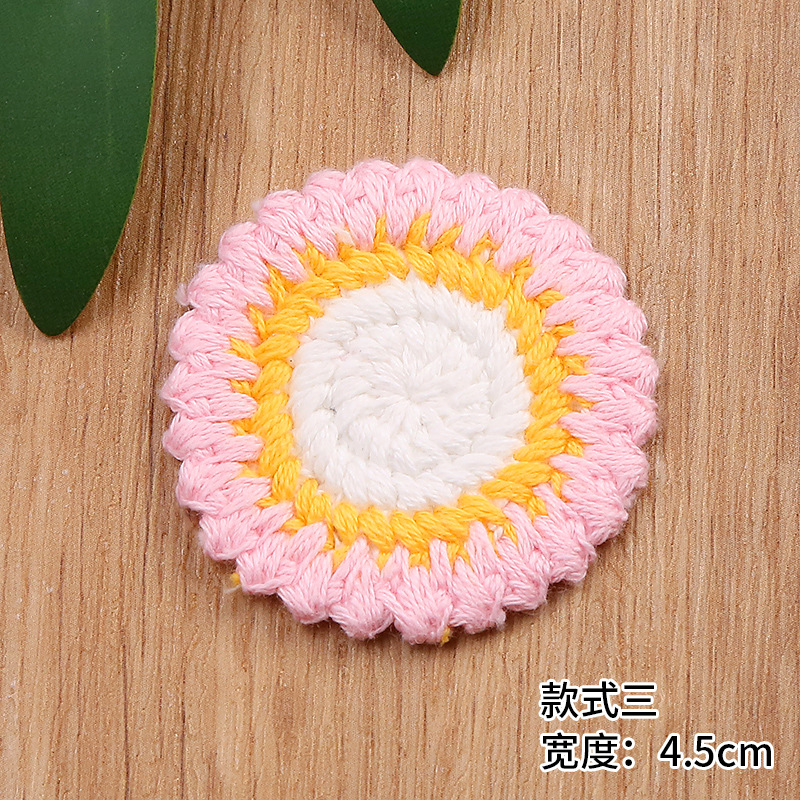Single 4.5cm knitted woolen flower, woolen flower wedding dress lace in stock for sale pic 7