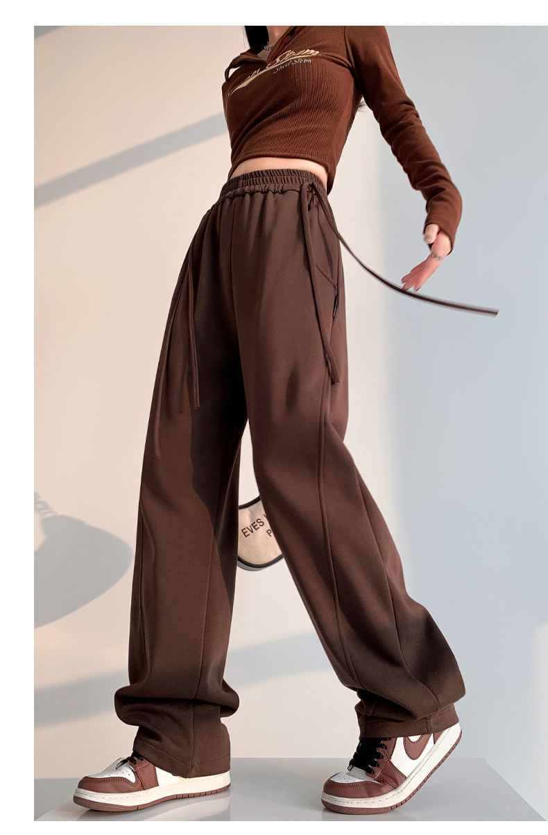 Fleece warm wide-leg pants, loose and high-waisted, slimming winter new style pic 44