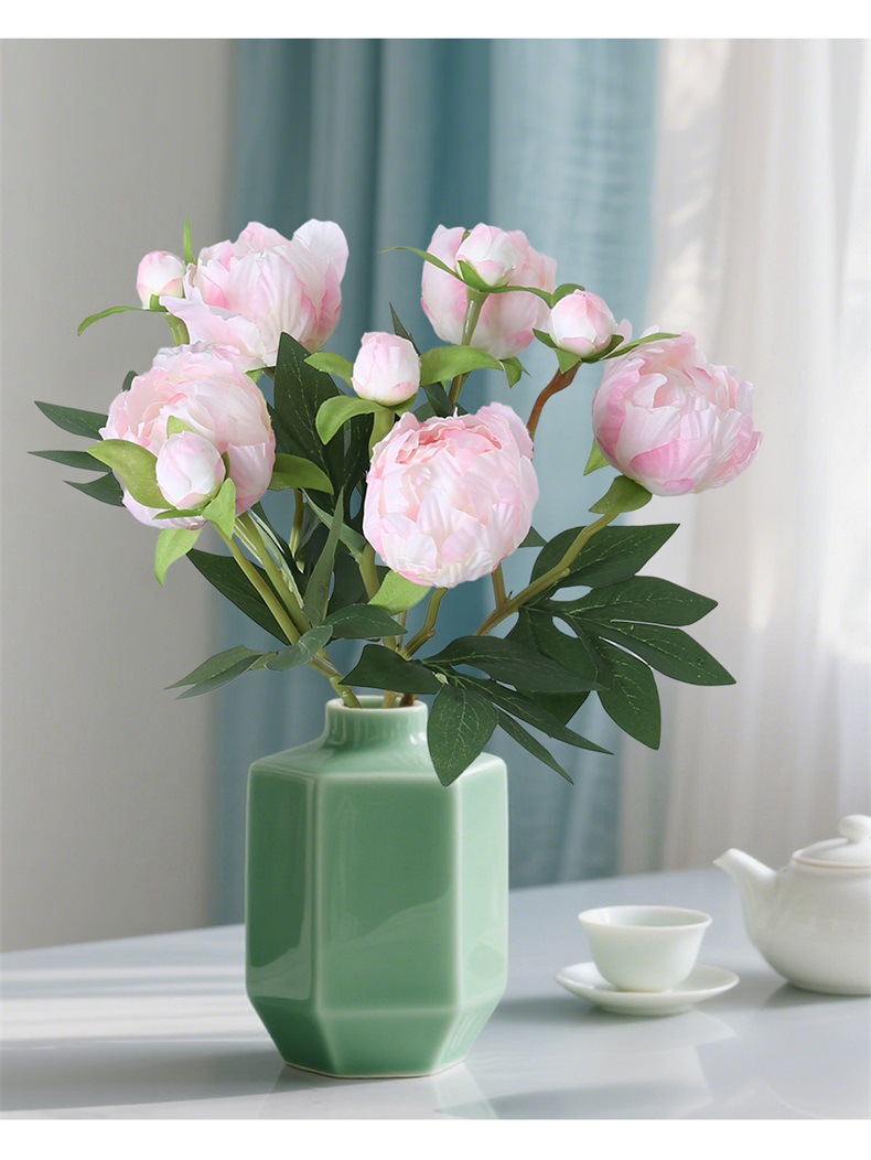 欧式迷你2头仿真牡丹花婚庆家居软装插花绢花摆放花艺仿真芍药详情8