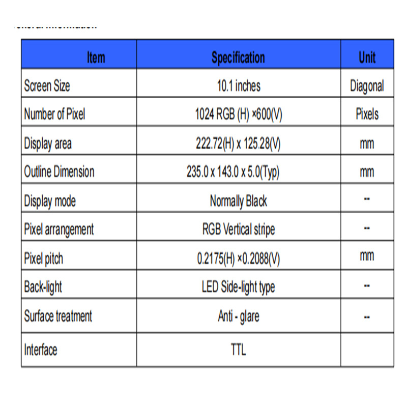 10.1寸触摸液晶屏 TFT模组1024X600笔记本电视医疗工业显示屏幕详情3