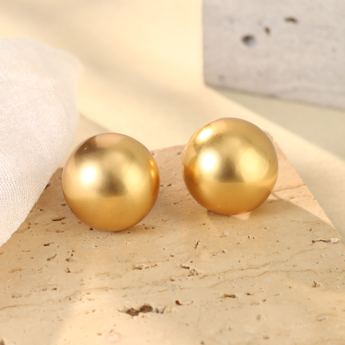 French geometric metal minimalist earrings with an irregular texture, white lava ring and enamel adjustable joints pic 21