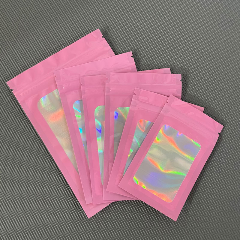 In-stock color window laser self-sealing bags, jewelry packaging bags, phone cases, plastic bags, food sealing bags with fixed logos pic 6