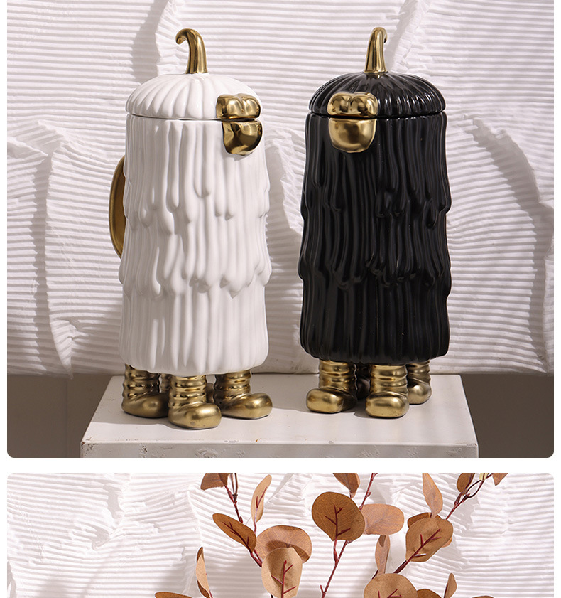 Nordic black and gold fun monster storage cans, creative decoration rooms, homestays, TV cabinets, soft furnishings, daily necessities, dust-proof glass sealed cans pic 19