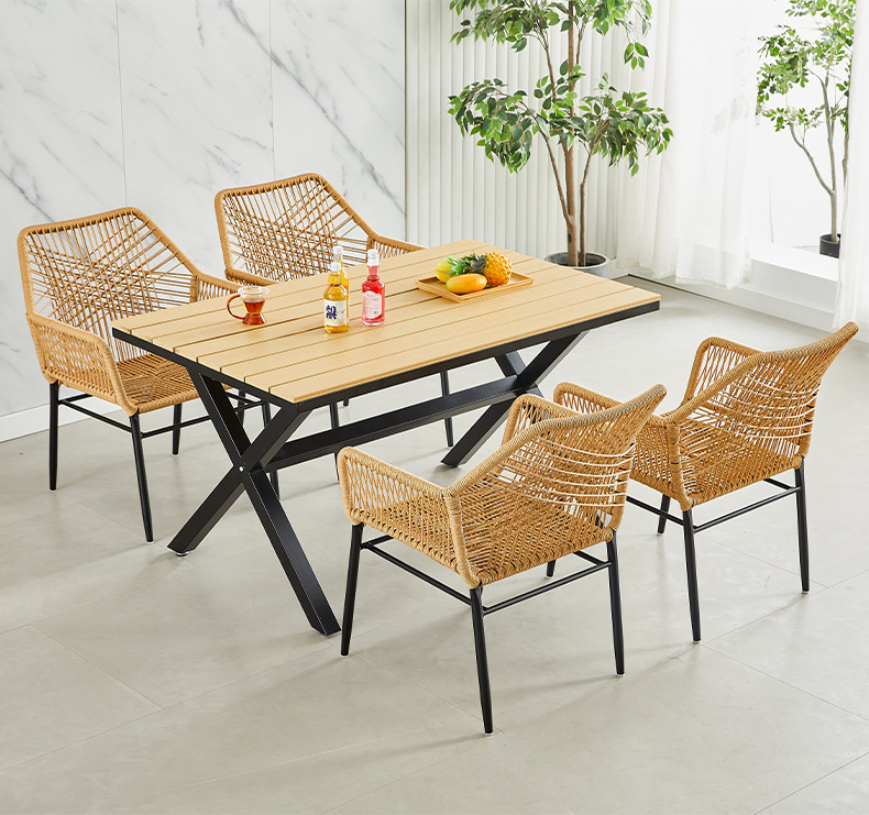 室外藤椅北欧桌椅单椅防水绳防晒设计师户外别墅庭院凳藤编椅子藤椅椅子花园桌子详情14