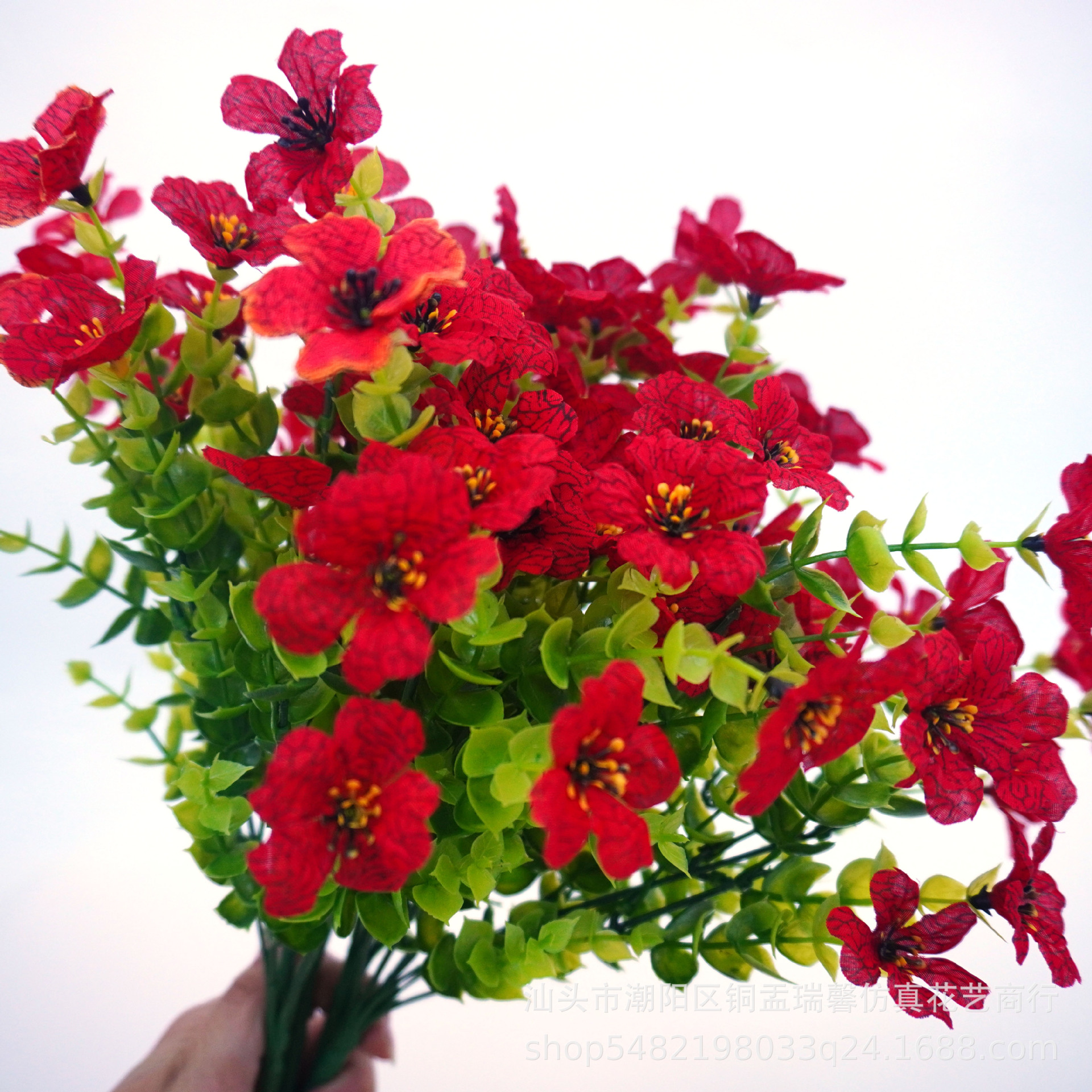 跨境亚马逊TEMU尤加利紫罗兰丝印布花仿真花婚庆户外装饰假花摆件详情15