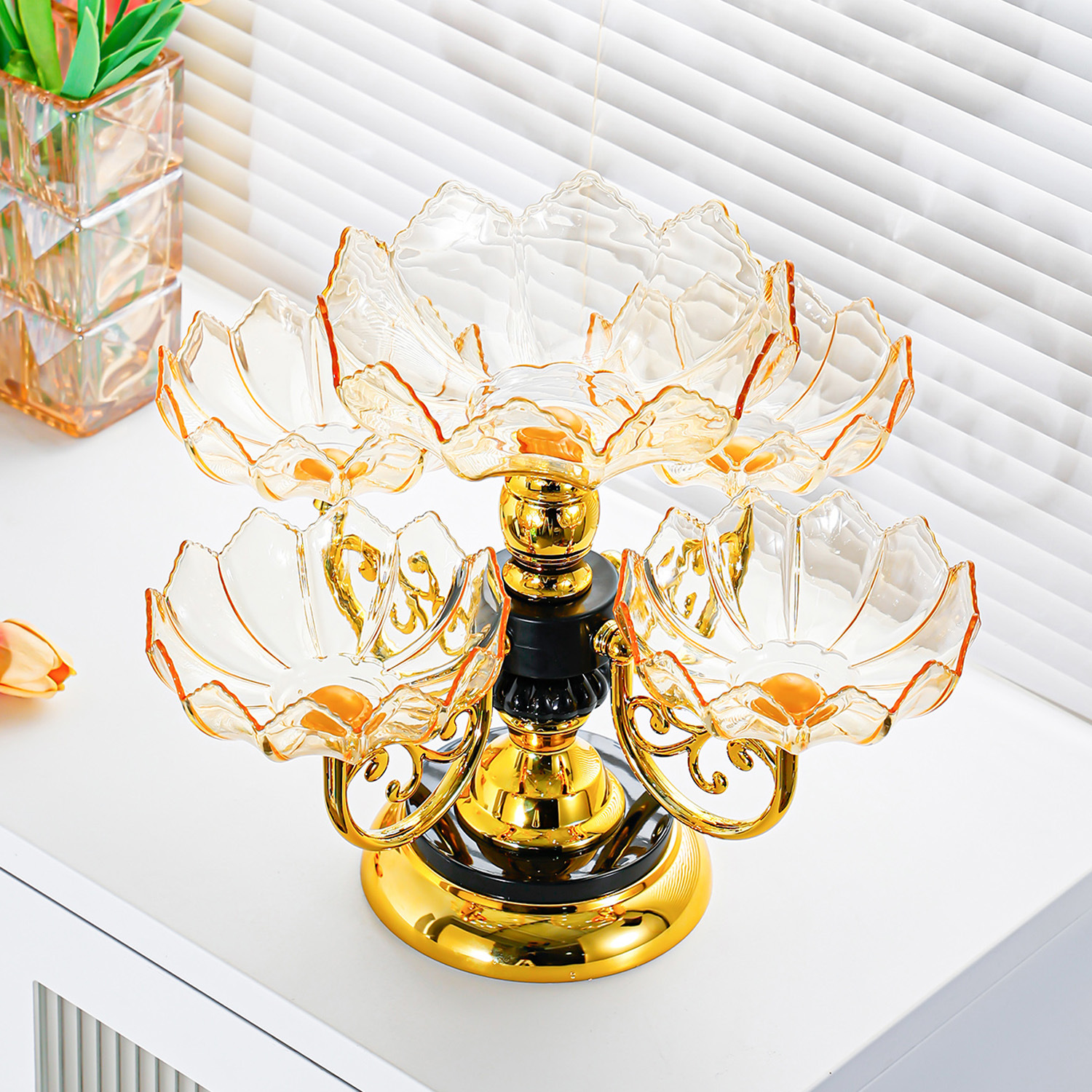 高颜值欧式网红水果盘家用客厅茶几现代创意多层轻奢风零食糖果盘详情4