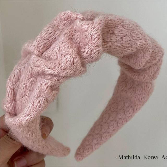 气质港风！秋季高颅顶克莱因蓝女式毛绒毛线发箍法式发饰发带头箍详情6