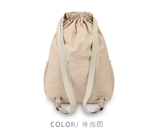 新款轻便束口抽绳双肩背包韩系大容量户外通勤休闲可折叠双肩包详情34