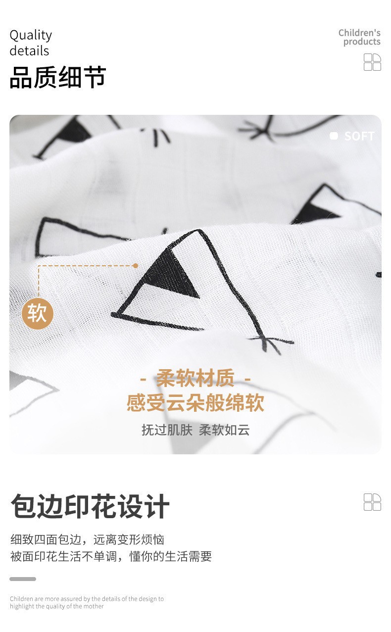 跨境双层竹棉夏季纱布被子婴儿初生儿浴巾盖毯批发muslin纱布包巾详情13