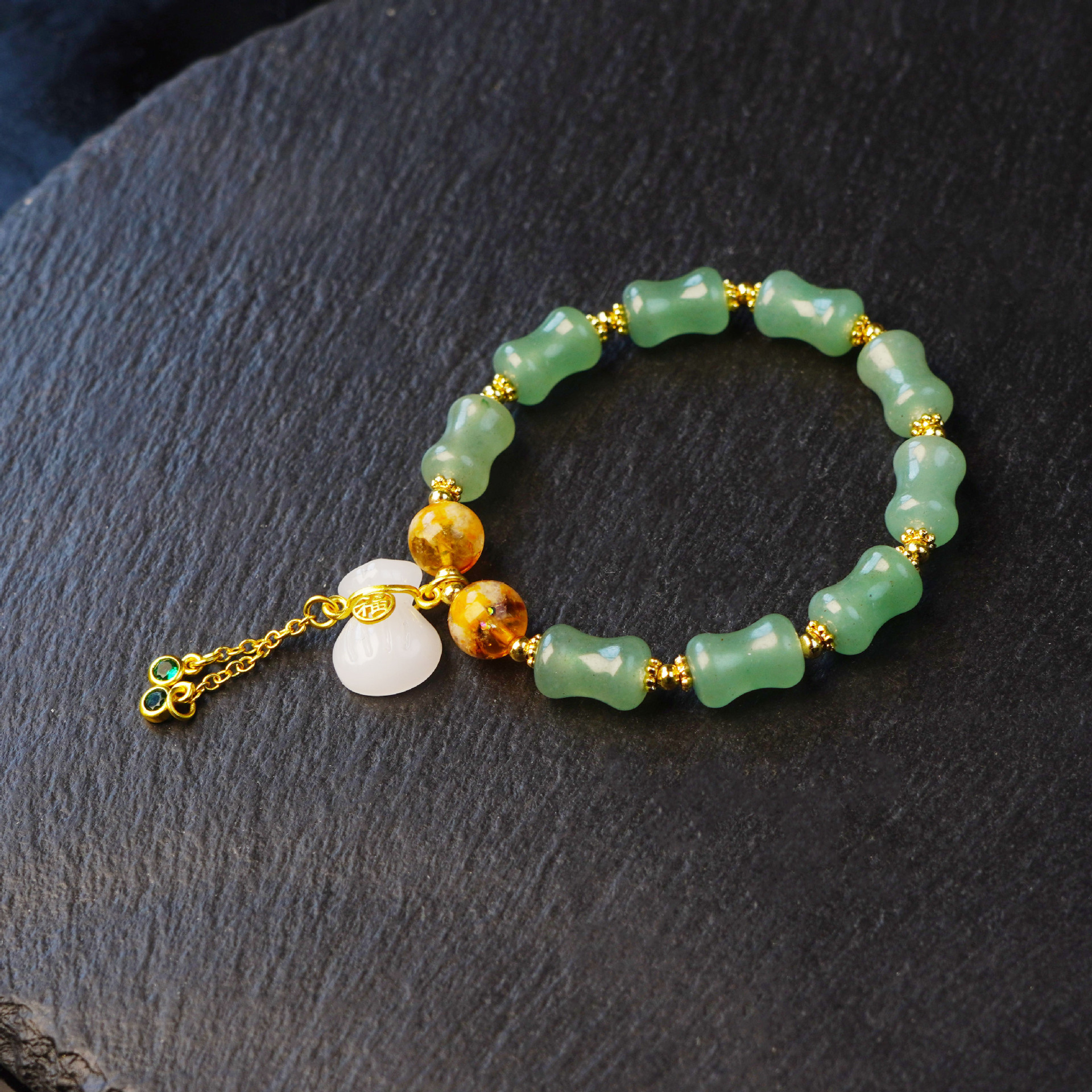 New natural golden thread jade Joint promotion bracelet for women, Tianshan Green Bamboo joint money bag bracelet, jewelry for women who have passed the college entrance examination pic 13