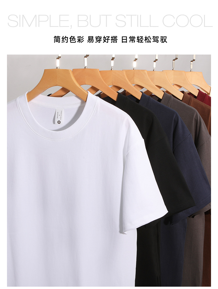 重磅男式T恤圆领精梳双纱260g短袖厚实不透宽松款文化衫现货供应详情2