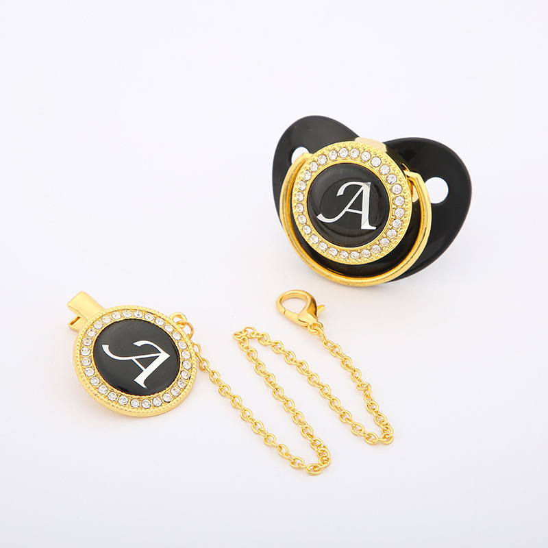 Cross-border baby and maternal products, letter pacifiers, diamond-encrusted pacifiers with chains, pacifier chains, baby products factory wholesale pic 14