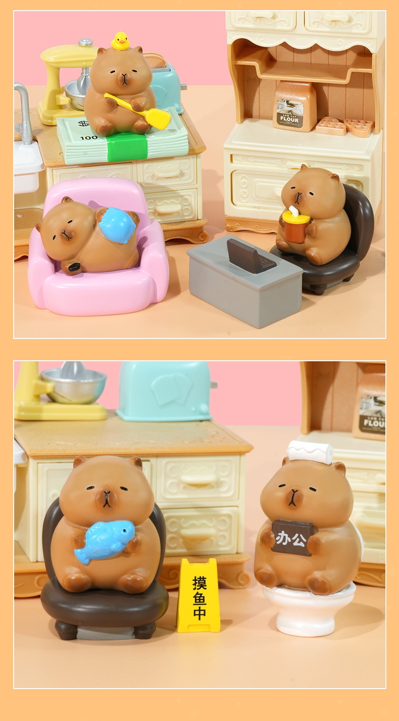 新款打工豚盲盒可爱卡皮巴拉打工人办公室桌面摆件潮流创意礼物详情10