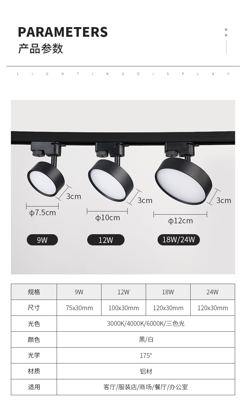 轨道灯批发散光led射灯服装店直播间不刺眼商用轨道式超亮补光详情14