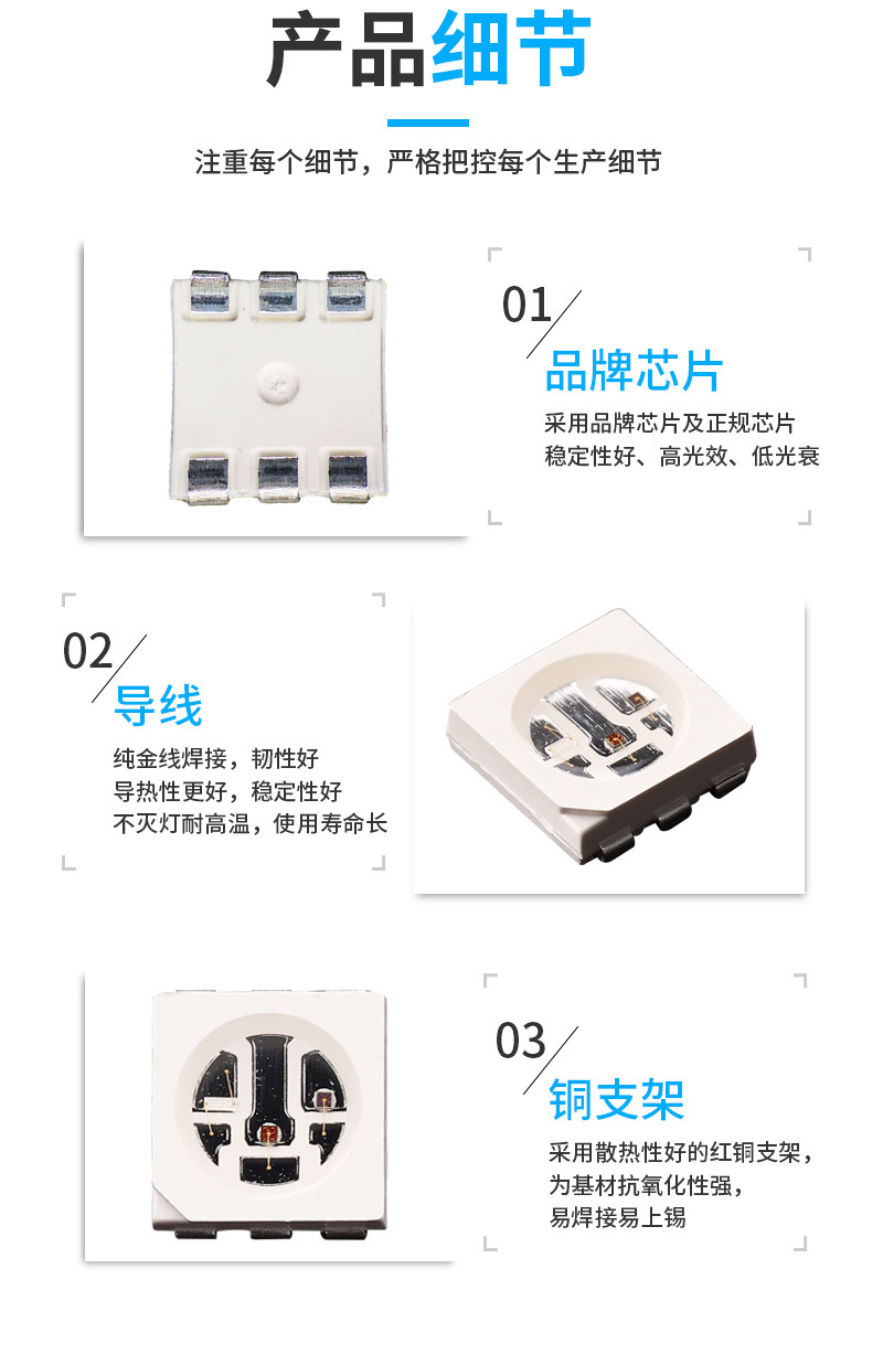 5050led surface mount light beads, red light therapy light beads, red light 660+850nmled light beads, LED infrared light beauty pic 7