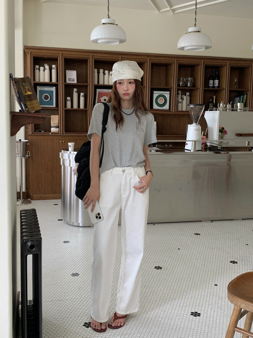 GAGD汉麻天丝高腰直筒牛仔裤女夏弹力显瘦宽松小个子直筒九分裤详情12