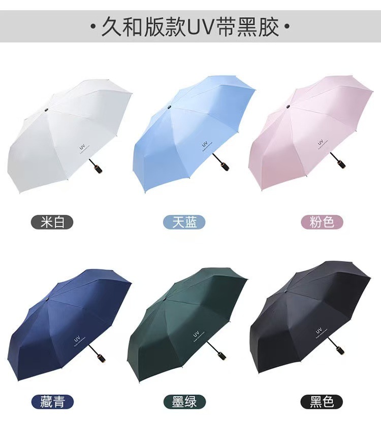 雨伞定制UV黑胶防晒晴雨伞女三折叠伞太阳伞批发广告伞定制LOGO详情11