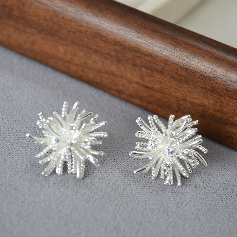 欧美小众设计复古立体璀璨烟花轻奢高级感925银针个性耳钉耳饰女详情2
