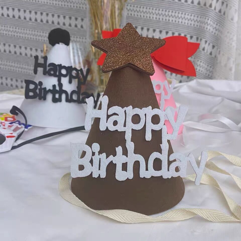 韩国ins风宝宝周岁生日无纺布毛毡帽子 周岁生日装饰布置生日帽子详情14
