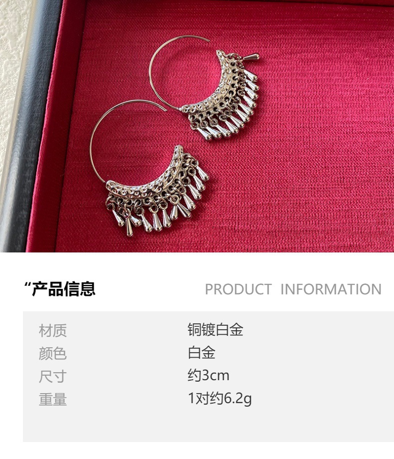 赵露思同款复古小众设计水滴流苏民族风耳环ins波西米亚旅行耳饰详情1